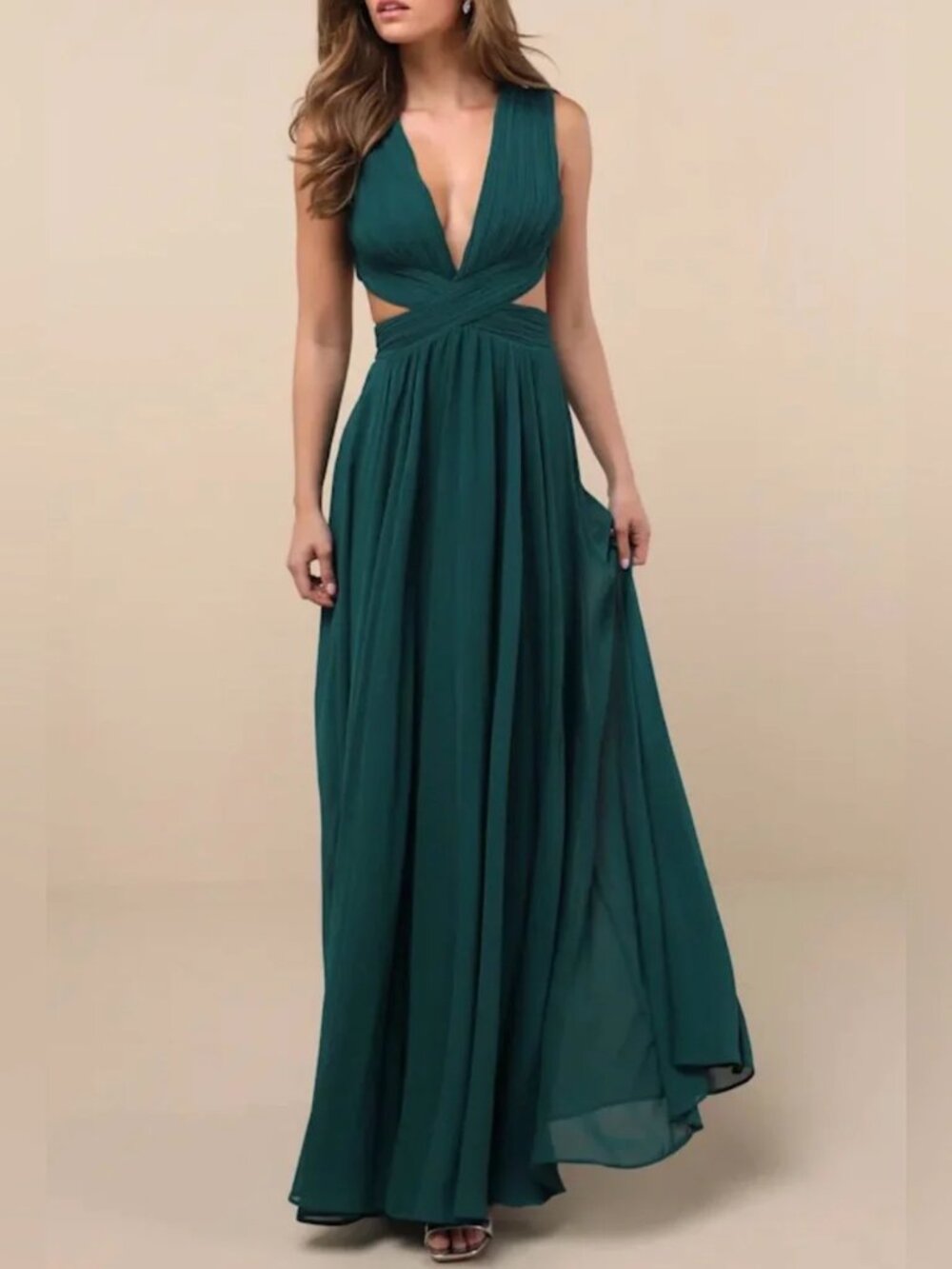 Lulus Emerald Green Cutout Maxi Dress